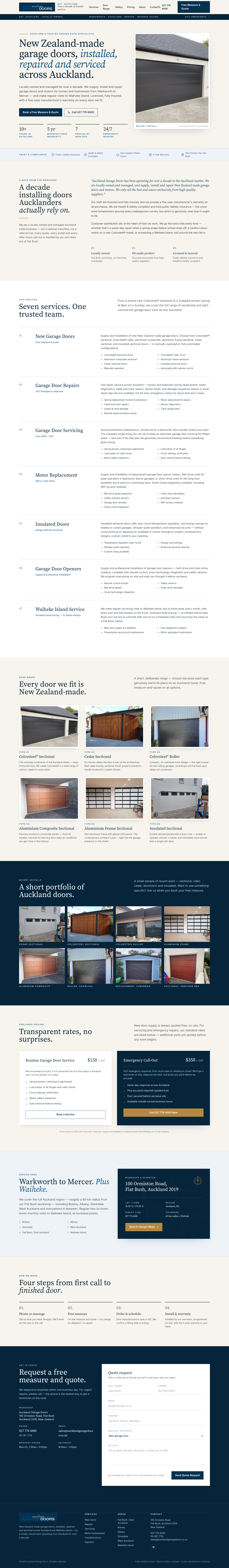 Option A preview — clean, professional garage door website design
