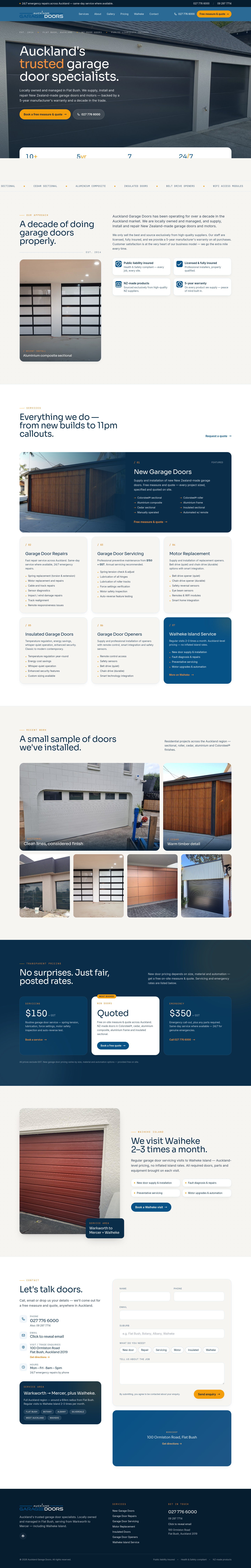 Option B preview — modern, bold garage door website design